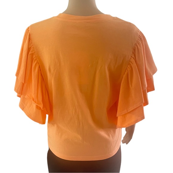 ZARA   Orange Short Sleeve Ruffled Top  Size M - Picture 13 of 15